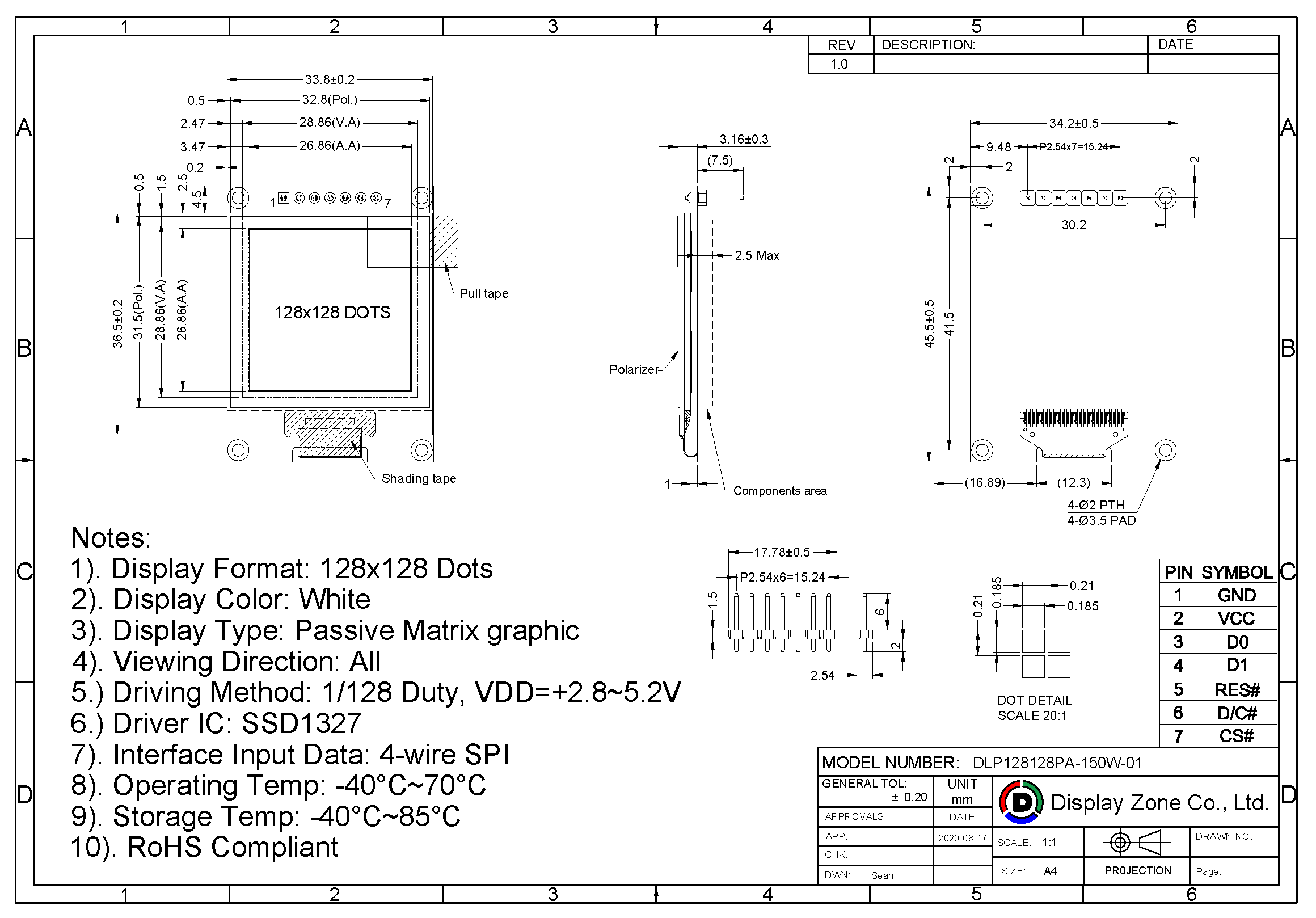 DLP128128PA-150W-01 drawing