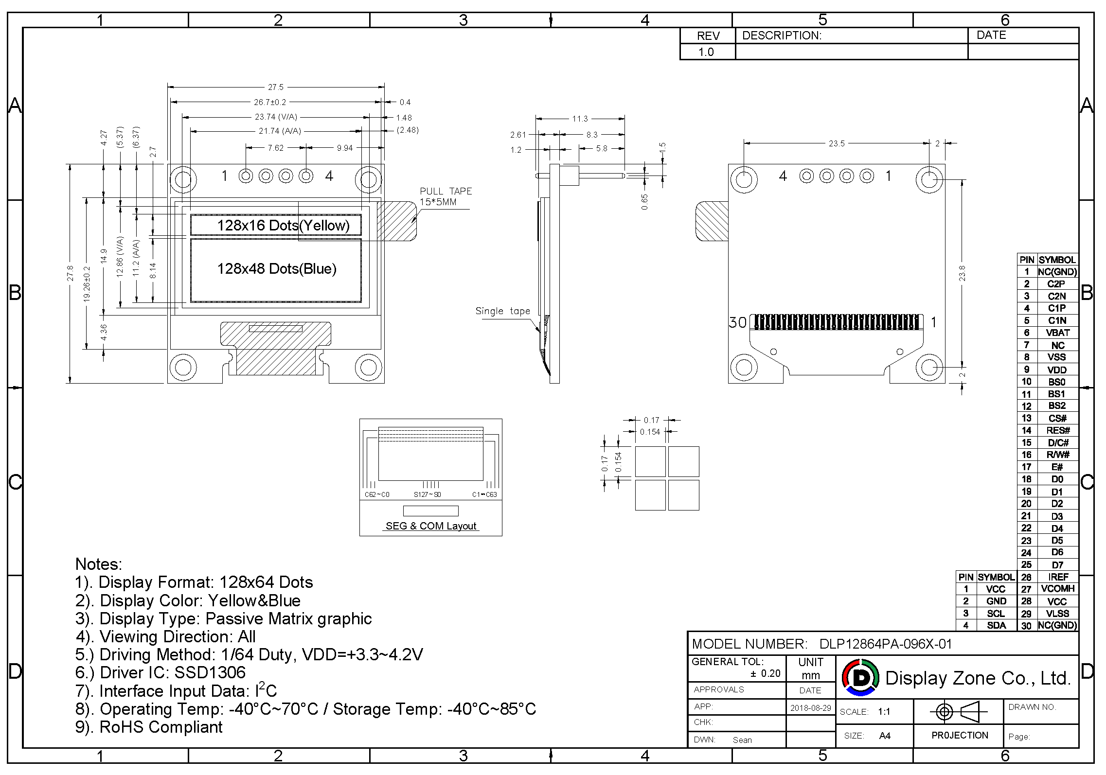 DLP12864PA-096X drawing