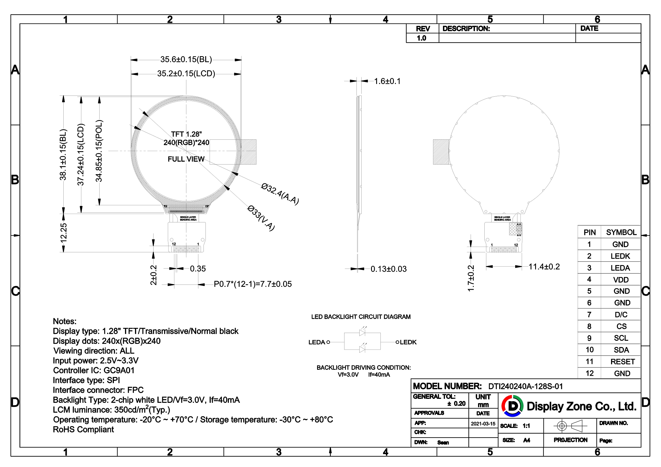 DTI240240A-128S-01 drawing