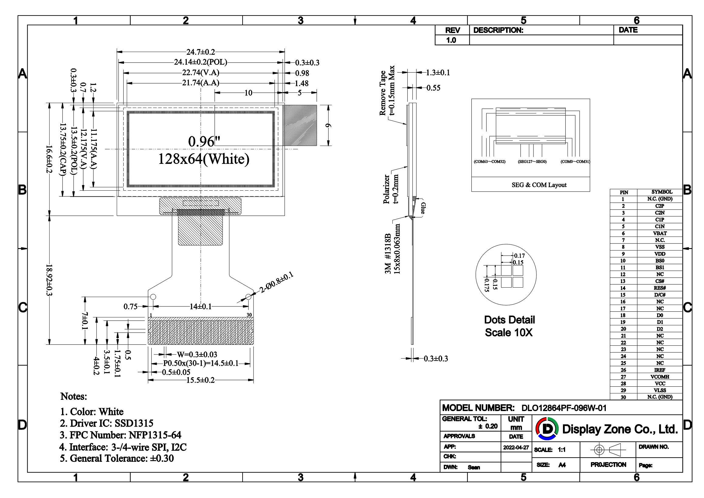 DLO12864PF-096W-01 drawing