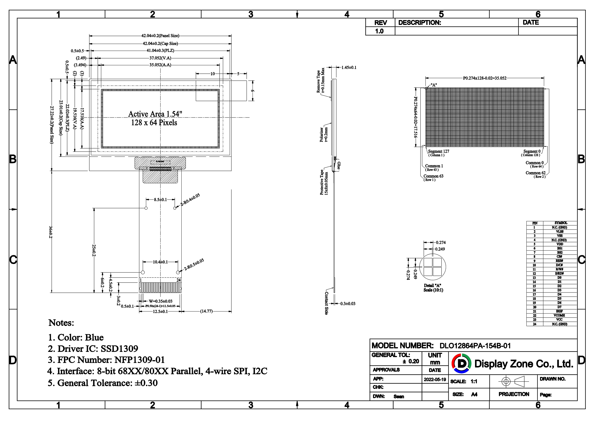 DLO12864PA-154B-01 drawing